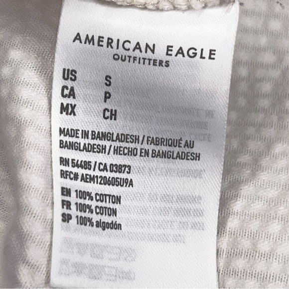 Small American Eagle Outfitters Colorblock Corduroy Button Up Top Beige White - Picture 14 of 15